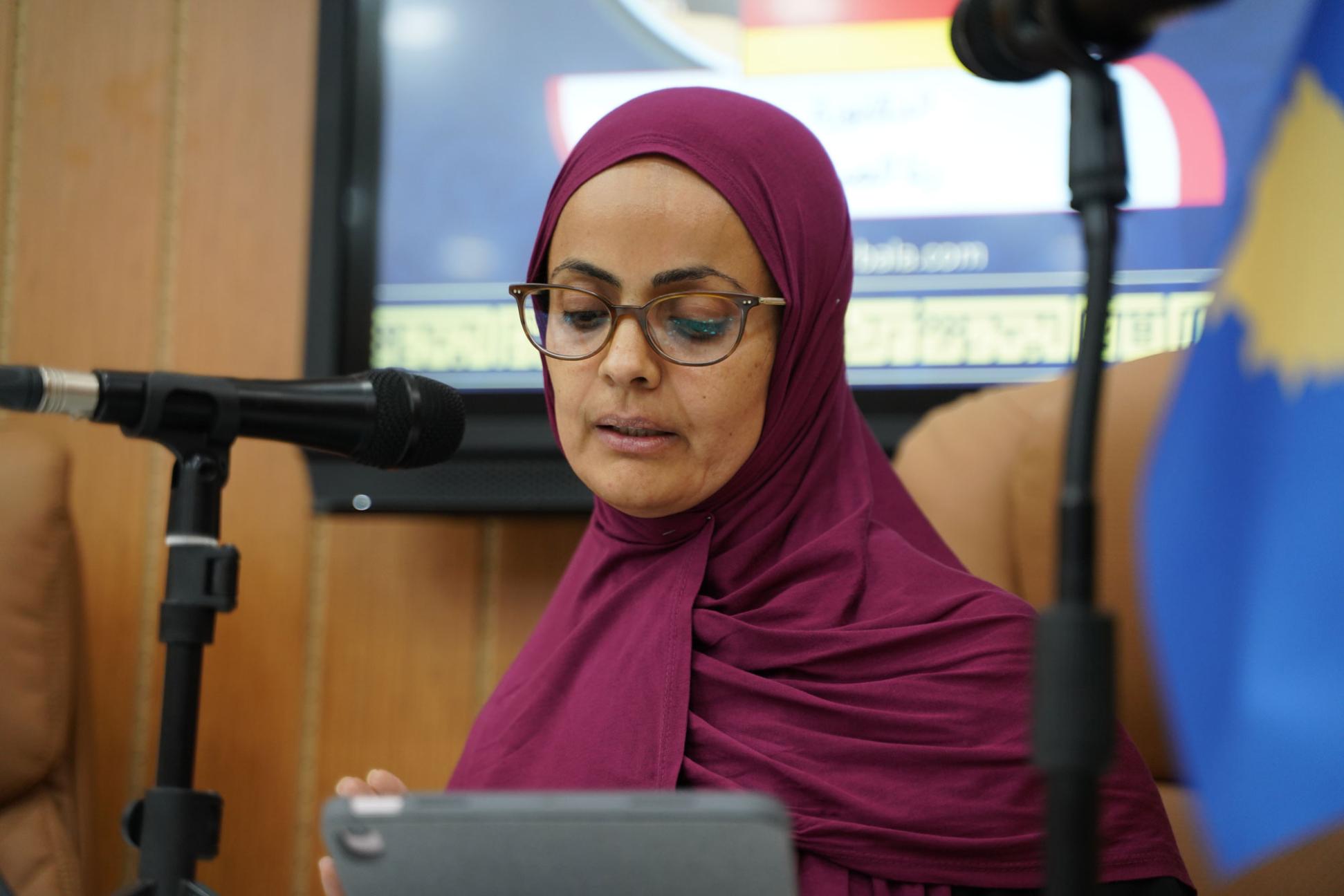 أ.م.د. رنا الصوفي من ألمانيا خلال مشاركتها في المؤتمر العلمي الدولي السابع لزيارة الأربعين ببحثها الموسوم: ( نحو خطاب إسلامي للحفاظ على البيئة):