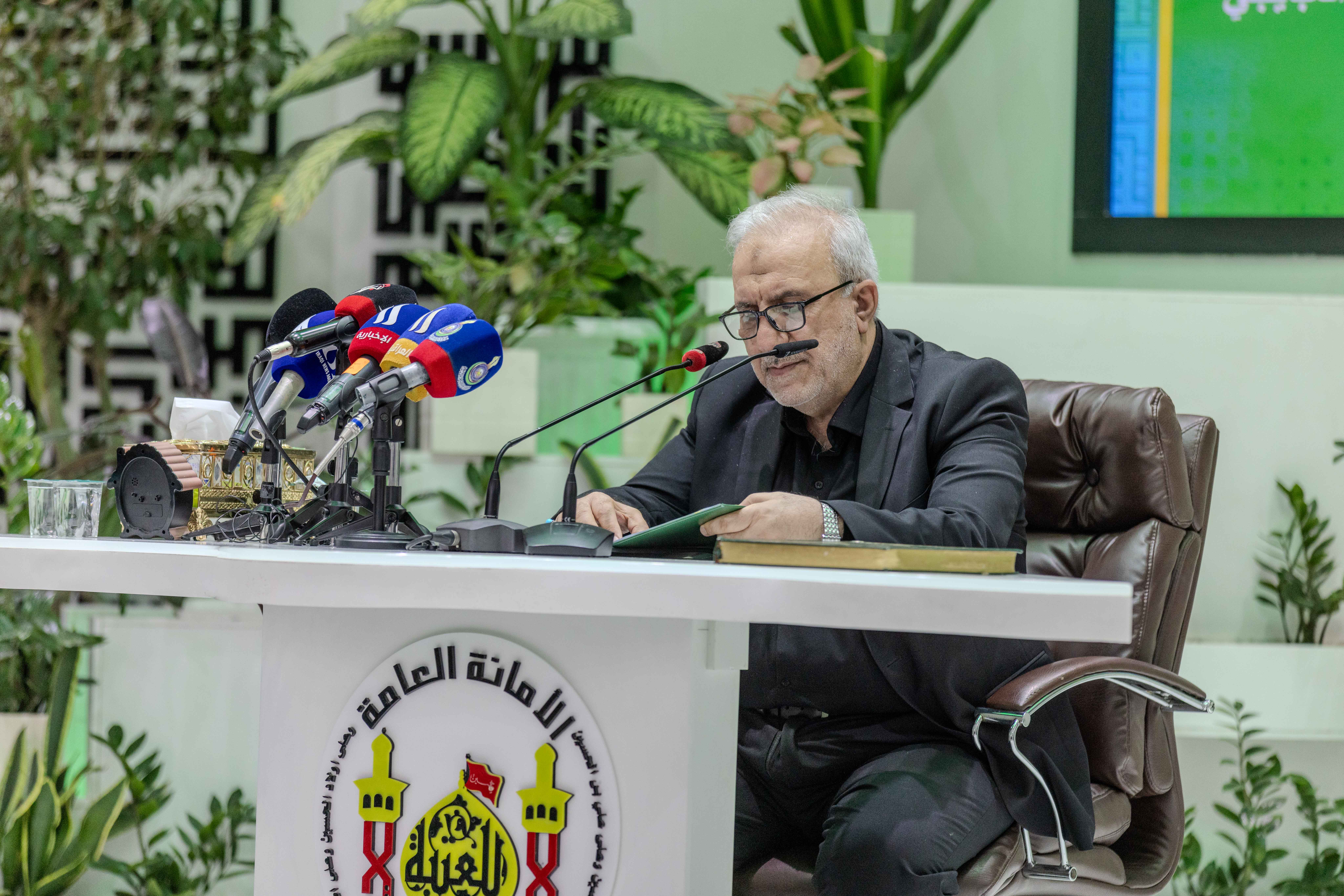 في كلمته خلال مؤتمر زيارة الأربعين الامين العام للعتبة الحسينية المقدسة الحاج حسن رشيد العبايجي