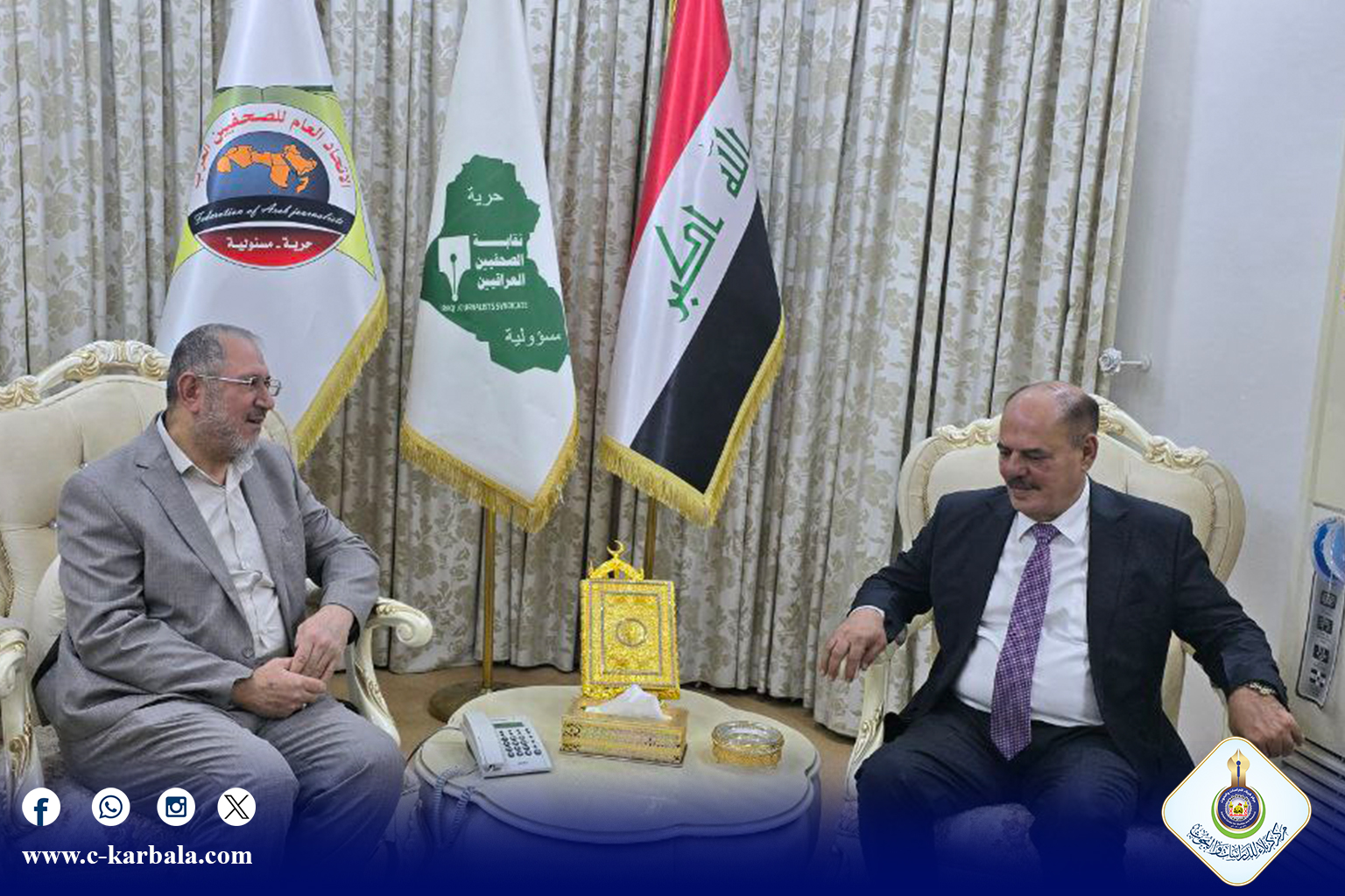 مركز كربلاء يبحث مع نقابة الصحفيين العراقيين سبل تعزيز التعاون الإعلامي وإبراز خصوصية كربلاء في المشهد الوطني والدولي